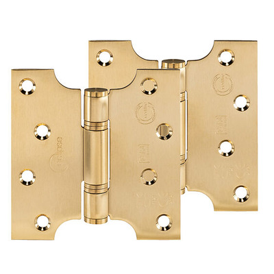 Frisco Eclipse Grade 13 - 4 Inch Stainless Steel Thrust Bearing Parliament Hinges, Satin Brass - 14989SBP (sold in pairs) 4 INCH - SATIN BRASS