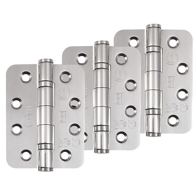 Frisco Eclipse Grade 13 - 4 Inch Stainless Steel Radius Ball Bearing Hinge, Polished Stainless Steel - PK872 (sold in packs of 3) 4 INCH - POLISHED STAINLESS STEEL (RADIUS) - PACK OF 3