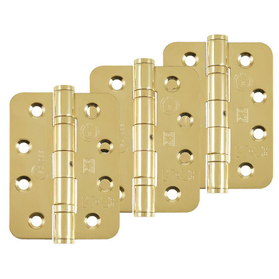 Frisco Eclipse Grade 13 - 4 Inch Stainless Steel Radius Ball Bearing Hinge, Polished Brass - PK879 (sold in packs of 3) 4 INCH - POLISHED BRASS (RADIUS) - PACK OF 3