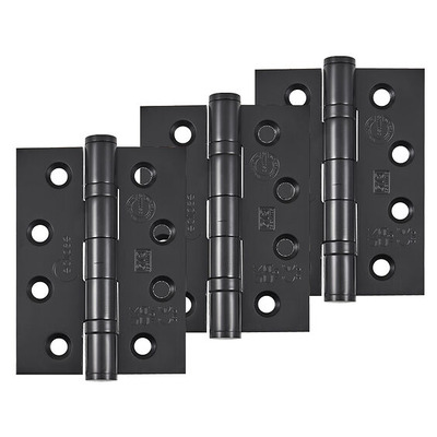Frisco Eclipse Grade 13 - 4 Inch Stainless Steel Ball Bearing Hinge, Matt Black - PK920 (sold in packs of 3) 4 INCH - MATT BLACK - SET OF THREE