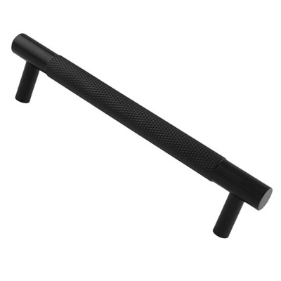 Alexander & Wilks Brunel Knurled T-Bar Cupboard Pull Handle (96mm - 448mm c/c), Black - AW810-BL MATT BLACK - 128mm c/c