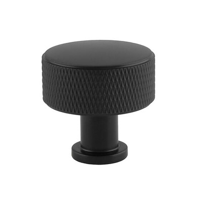 Alexander & Wilks Lucia Knurled Cupboard Knob (29mm OR 35mm), Black - AW807K-BL MATT BLACK - 29mm