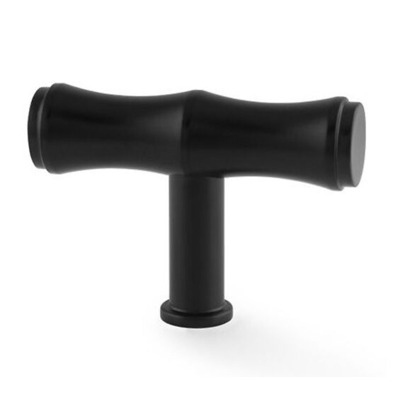 Alexander & Wilks Crispin Bamboo T-Bar Cupboard Knob (55mm Width), Black - AW801B-55-BL BLACK