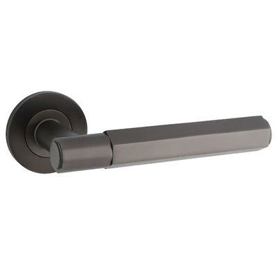 Alexander & Wilks Spitfire Hex Door Handles On Round Rose, Dark Bronze - AW224DBZ DARK BRONZE