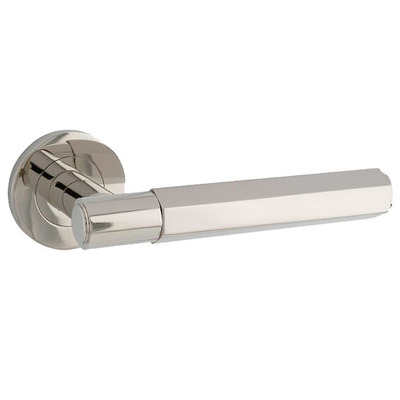 Alexander & Wilks Spitfire Hex Door Handles On Round Rose, Polished Nickel - AW224PN POLISHED NICKEL