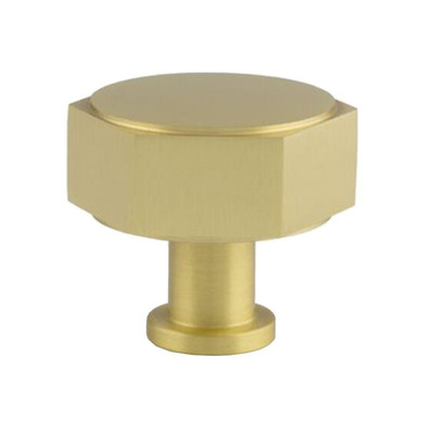 Alexander & Wilks Vesper Hex Cupboard Knob (33mm OR 40mm), Satin Brass - AW828-33-SB SATIN BRASS - 33mm