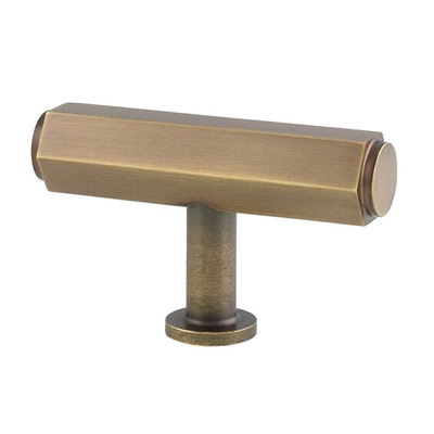 Alexander & Wilks Vesper Hex T-Bar Cupboard Knob (55mm Width), Antique Brass - AW829-55-AB ANTIQUE BRASS - 55mm