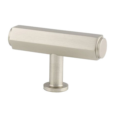 Alexander & Wilks Vesper Hex T-Bar Cupboard Knob (55mm Width), Satin Nickel - AW829-55-SN SATIN NICKEL - 55mm