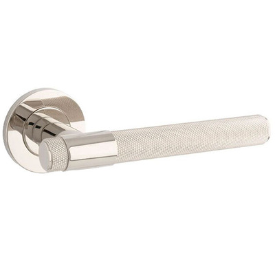 Alexander & Wilks Knurled Kingston Door Handles On Round Rose, Polished Nickel PVD - AW240PNPVD POLISHED NICKEL PVD