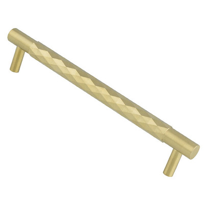 Alexander & Wilks Diamond Cut Cupboard Pull Handle (160mm c/c), Satin Brass PVD - AW846-160-SBPVD SATIN BRASS PVD - 160mm c/c