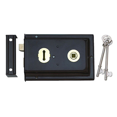 Eurospec Rim Lock, Black Japanned Finish - RSE8064JAP BLACK JAPANNED - 6 x 4"
