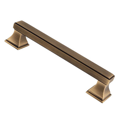 Alexander & Wilks Jesper Square Cupboard Pull Handle (128mm, 160mm OR 224mm c/c), Antique Brass - AW813-AB  ANTIQUE BRASS - 128mm c/c