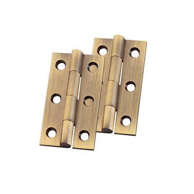 Alexander & Wilks Heavy Pattern Solid Brass Cabinet Butt Hinges (2", 2.5" OR 3"), Antique Brass - AW050-CH-AB ANTIQUE BRASS - 75mm x 41mm x 2.5mm