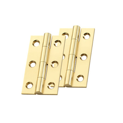 Alexander & Wilks Heavy Pattern Solid Brass Cabinet Butt Hinges (2", 2.5" OR 3"), Polished Brass - AW050-CH-PB POLISHED BRASS - 75mm x 41mm x 2.5mm