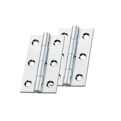 Alexander & Wilks Heavy Pattern Solid Brass Cabinet Butt Hinges (2", 2.5" OR 3"), Polished Chrome - AW050-CH-PC POLISHED CHROME - 75mm x 41mm x 2.5mm