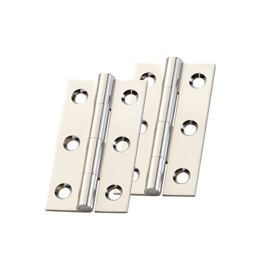 Alexander & Wilks Heavy Pattern Solid Brass Cabinet Butt Hinges (2", 2.5" OR 3"), Polished Nickel - AW050-CH-PN POLISHED NICKEL - 64mm x 35mm x 2.2mm