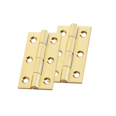 Alexander & Wilks Heavy Pattern Solid Brass Cabinet Butt Hinges (2", 2.5" OR 3"), Satin Brass - AW050-CH-SB SATIN BRASS - 75mm x 41mm x 2.5mm