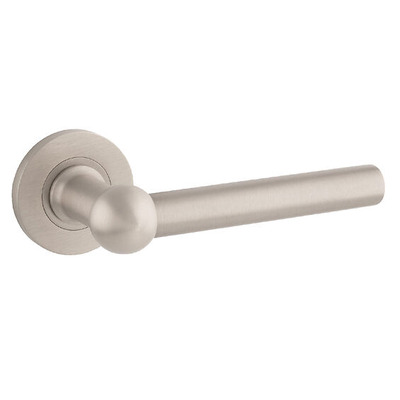 Alexander & Wilks Siskin Door Handles On Round Rose, Satin Nickel - AW250-SN SATIN NICKEL