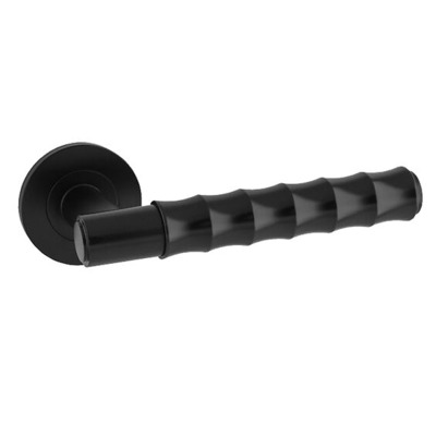 Alexander & Wilks Bamboo Door Handles On Round Rose, Black - AW225BL BLACK