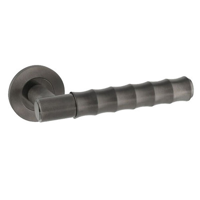 Alexander & Wilks Bamboo Door Handles On Round Rose, Dark Bronze PVD - AW225DBZPVD DARK BRONZE PVD