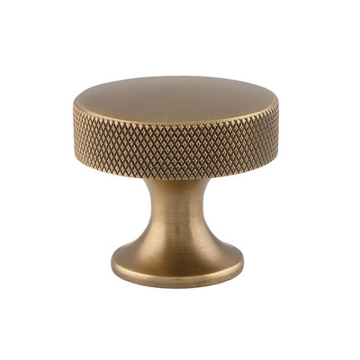 Alexander & Wilks Berlin Knurled Plain Cupboard Knob (38mm), Antique Brass - AW841-38-AB ANTIQUE BRASS - 38mm