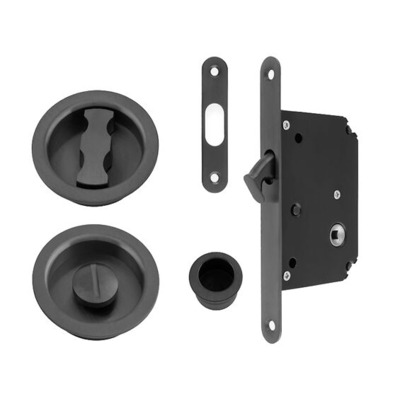 Alexander & Wilks Radius Sliding Door Lock Set, Dark Bronze PVD - AW110RDBZPVD DARK BRONZE PVD - RADIUS