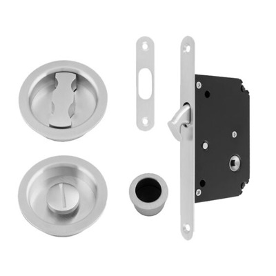 Alexander & Wilks Radius Sliding Door Lock Set, Satin Chrome - AW110RSC SATIN CHROME - RADIUS