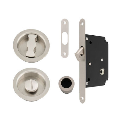 Alexander & Wilks Radius Sliding Door Lock Set, Satin Nickel - AW110RSN SATIN NICKEL - RADIUS