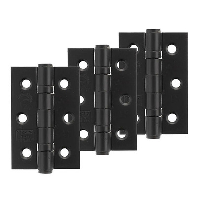 Atlantic Grade 7 Fire Rated 3 Inch Solid Steel Ball Bearing Hinges, Matt Black - A2H322MB(3) (sold in packs of 3) MATT BLACK - SET OF THREE