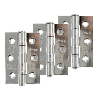Atlantic Grade 7 Fire Rated 3 Inch Solid Steel Ball Bearing Hinges, Polished Chrome - A2H322PC(3) (sold in packs of 3) POLISHED CHROME - SET OF THREE