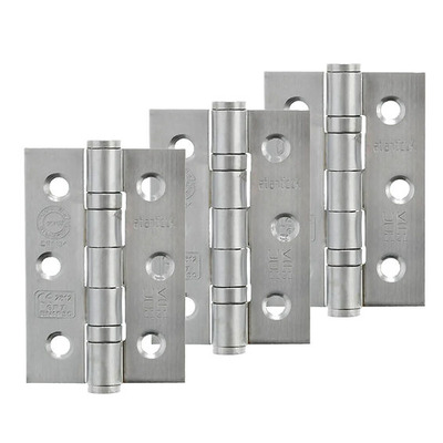 Atlantic Grade 7 Fire Rated 3 Inch Solid Steel Ball Bearing Hinges, Satin Chrome - A2H322SC(3) (sold in packs of 3) SATIN CHROME - SET OF THREE