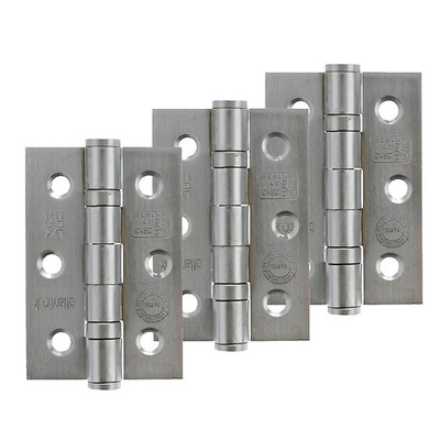 Atlantic Grade 7 Fire Rated 3 Inch Solid Steel Ball Bearing Hinges, Satin Stainless Steel - A2H322SSS(3) (sold in packs of 3) SATIN STAINLESS STEEL - SET OF THREE