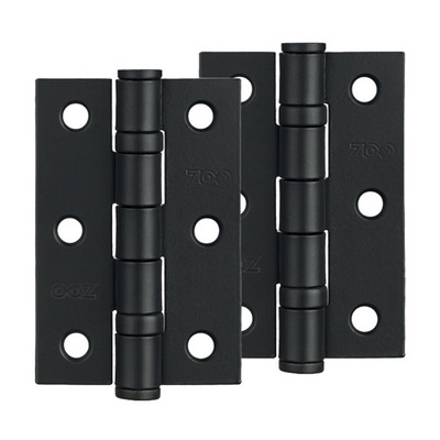 Zoo Hardware 3 Inch Steel Ball Bearing Door Hinges, Powder Coated Black - ZHS32PCB (sold in pairs) BLACK POWDER COATED - 76mm x 50mm x 2mm