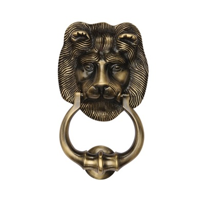 Heritage Brass Lion Head Door Knocker, Antique Brass - K1210-AT ANTIQUE BRASS