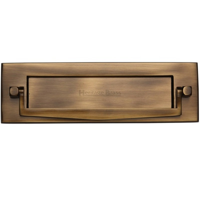 Heritage Brass Postal Knocker Letter Plate (254mm x 79mm), Antique Brass - V830-AT ANTIQUE BRASS - 10"