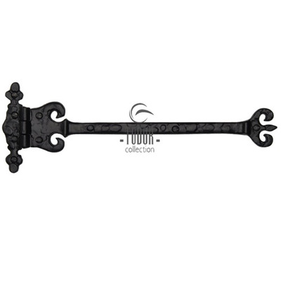 M Marcus Tudor Collection Ornate Iron Leaf Hinge (12 1/4"), Rustic Black Iron - TC415 (sold in pairs) BLACK IRON - 12 1/4"