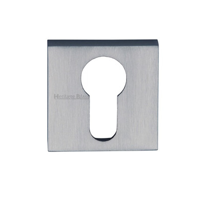 Heritage Brass Euro Profile Square Key Escutcheon, Satin Chrome - SQ5004-SC SATIN CHROME