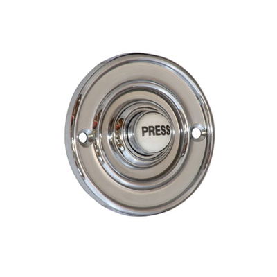 Prima Circular Shaped Bell Push (60mm, 76mm OR 100mm), Polished Chrome - BC1418 POLISHED CHROME - 60mm Diameter