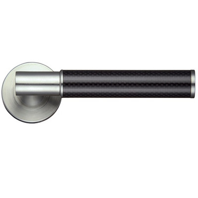 Zoo Hardware ZPS Eros Lever On Round Rose, Carbon Fibre Grip On Satin Stainless Steel - ZPS130SS (sold in pairs) SATIN STAINLESS STEEL
