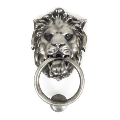 From The Anvil Lions Head Door Knocker, Antique Pewter - 33019 ANTIQUE PEWTER