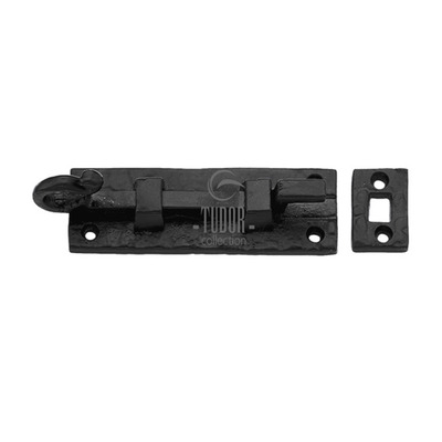 M Marcus Tudor Collection Necked Door Bolt (76mm OR 102mm), Rustic Black Iron - TC159 RUSTIC BLACK IRON - 3" (76mm)
