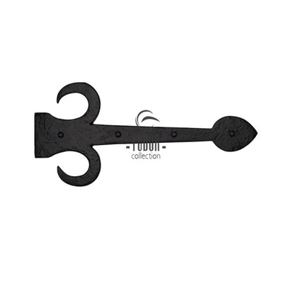 M Marcus Tudor Collection Fleur De Lys Dummy Strap Hinge (12" OR 15"), Rustic Black Iron - TC412 (Sold in singles) BLACK IRON - 12"