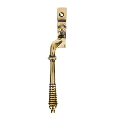 From The Anvil Left Or Right Handed Reeded Locking Espagnolette Window Fastener, Aged Brass - 83913 AGED BRASS - LEFT HAND