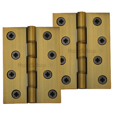 Heritage Brass 4 Inch Heavier Duty Double Phosphor Washered Butt Hinges, Antique Brass - HG99-355-AT (sold in pairs) ANTIQUE BRASS - 4" x 3"