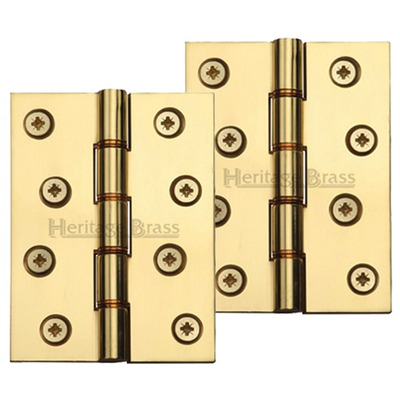 Heritage Brass 4 Inch Heavier Duty Double Phosphor Washered Butt Hinges, Polished Brass - HG99-355-PB (sold in pairs) POLISHED BRASS - 4" x 3"