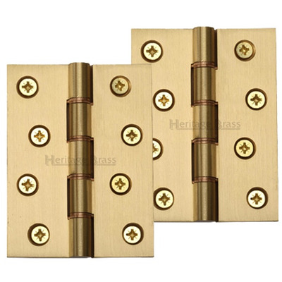 Heritage Brass 4 Inch Heavier Duty Double Phosphor Washered Butt Hinges, Satin Brass - HG99-355-SB (sold in pairs) SATIN BRASS - 4" x 3"