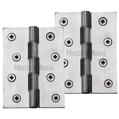Heritage Brass 4 Inch Heavier Duty Double Phosphor Washered Butt Hinges, Satin Chrome - HG99-355-SC (sold in pairs) SATIN CHROME - 4" x 3"