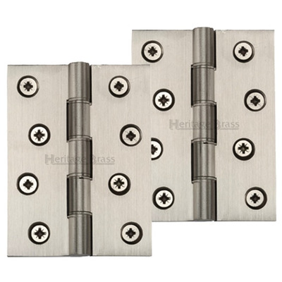 Heritage Brass 4 Inch Heavier Duty Double Phosphor Washered Butt Hinges, Satin Nickel - HG99-355-SN (sold in pairs) SATIN NICKEL - 4" x 3"