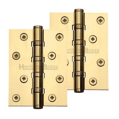 Heritage Brass 4" x 3" Ball Bearing (Steel Pin) Hinges, Polished Brass - HG99-400-PB (sold in pairs) POLISHED BRASS - 4" x 3"