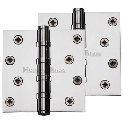Heritage Brass 4" x 4" Ball Bearing (Steel Pin) Hinges, Polished Chrome - HG99-405-PC (sold in pairs) POLISHED CHROME - 4" x 4"